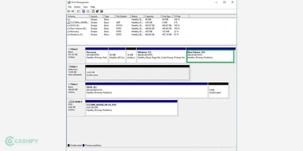 create new partition in windows
