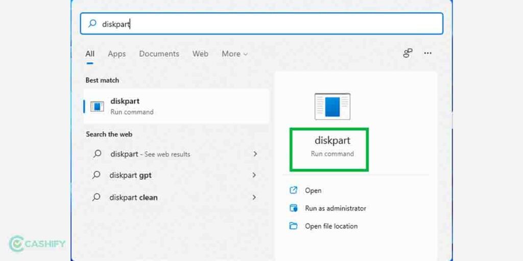 use diskpart to create disk partition