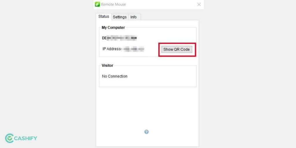 setup remote mouse app using QR code