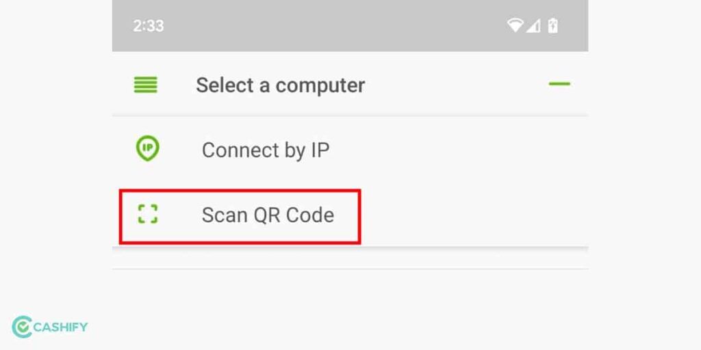 setup remote mouse app using QR Code