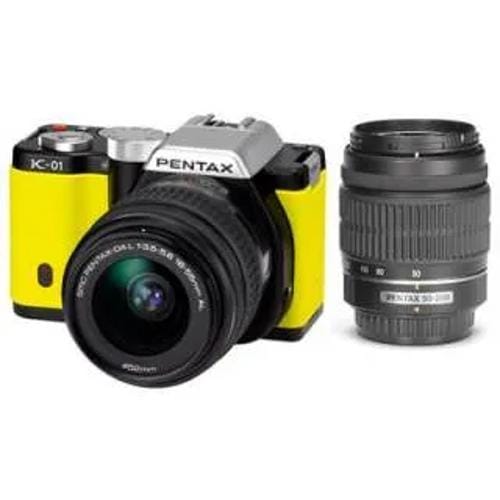 Pentax K 01 Dal 18 55Mm F 35 F 56 And 50 200Mm Dual Kit Lens Mirrorless Front