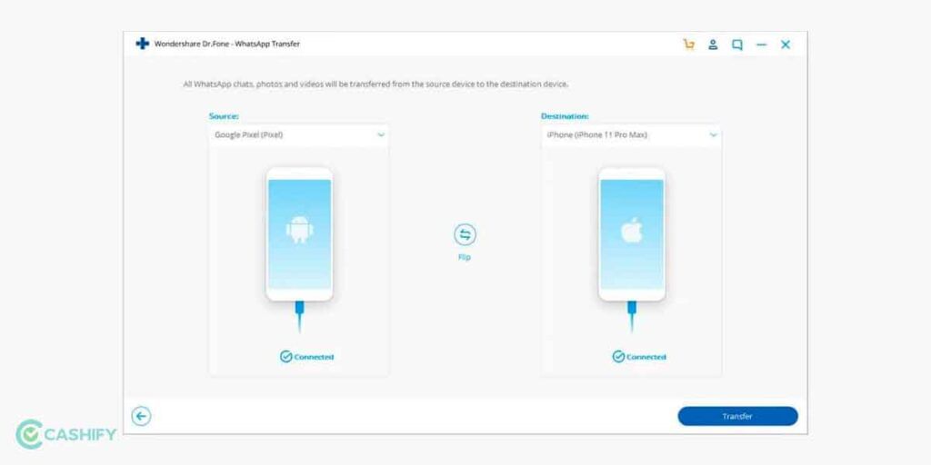 WhatsApp Android to iPhone via Wondershare Dr.Fone