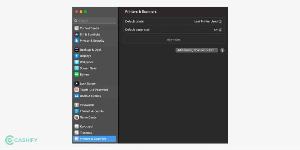 setup new printer on macOS