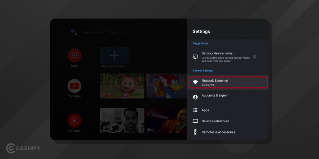 How to use Android TV: set up and internet connection: Open network option