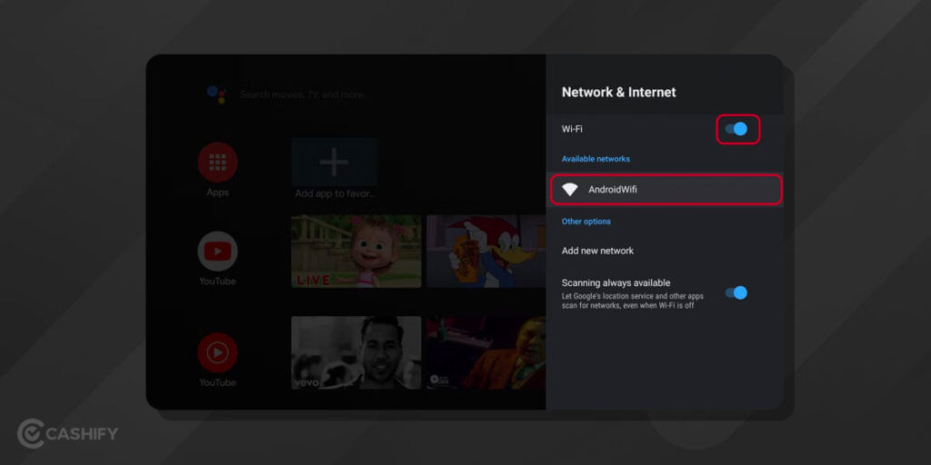 How to use Android TV: set up and internet connection: Available networks