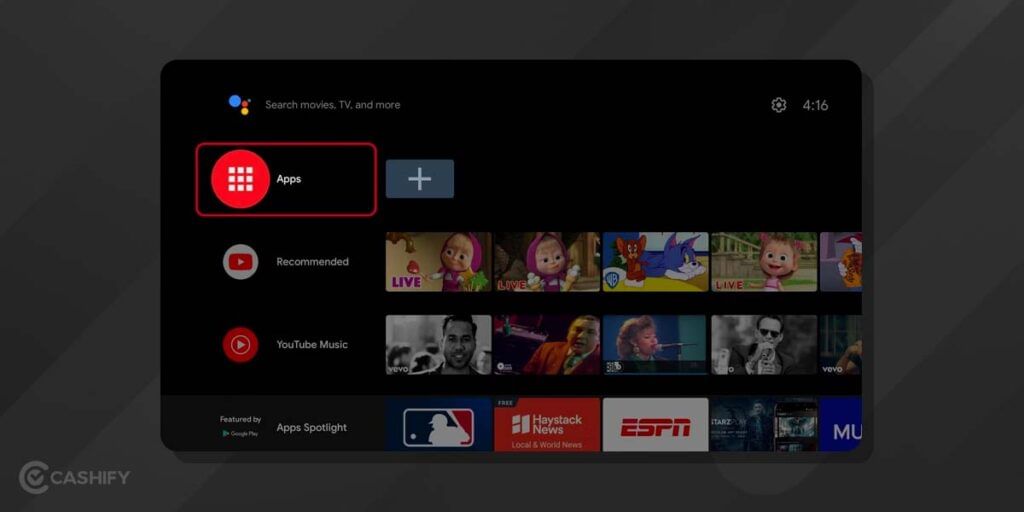 How to use Android TV: set up and internet connection: Select Apps
