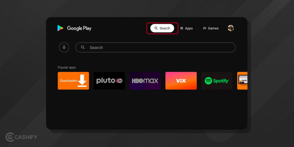 search for an app