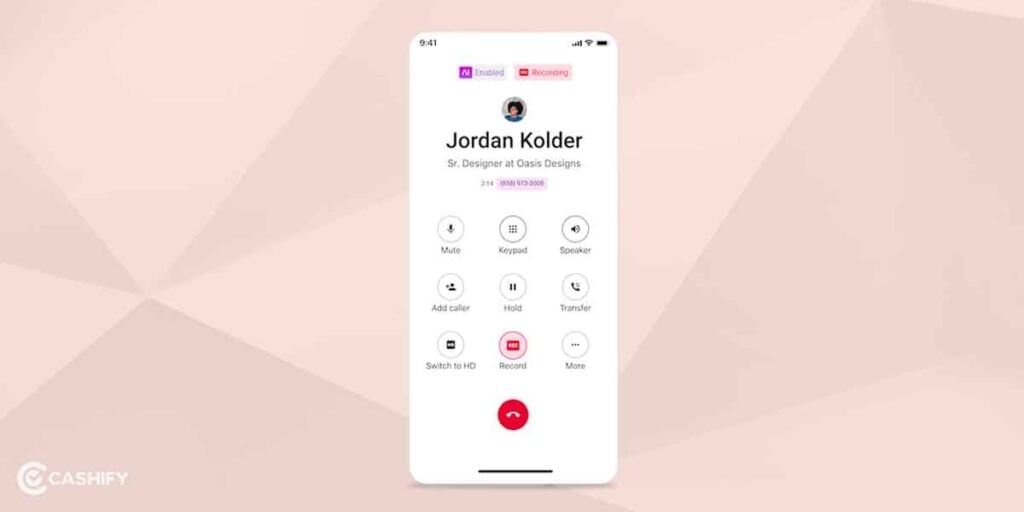 Recording button in Realme smartphone