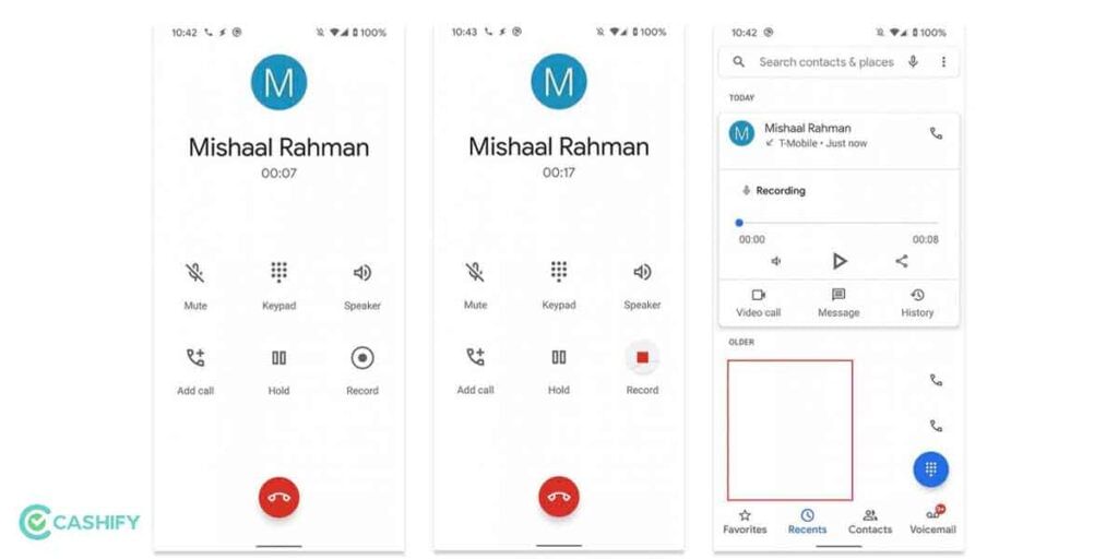 Saved call recording in Realme smartphone