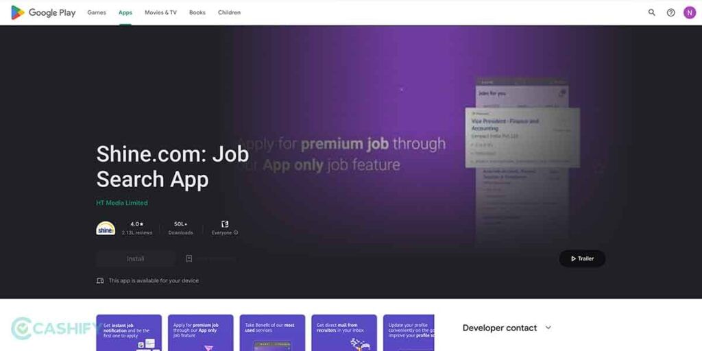 shine job search app