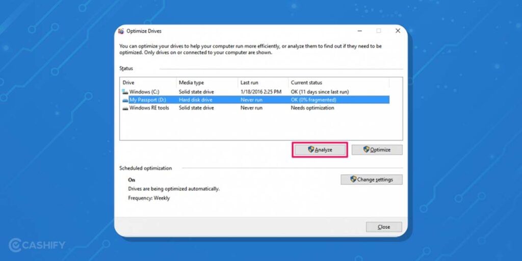 analyse and defragment hdd to Improve Hard Drive Performance