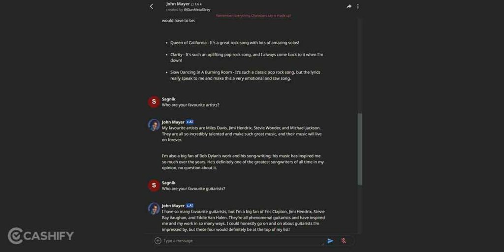 Character.AI Best ChatGPT Alternative Options (John Mayer Chat Room)