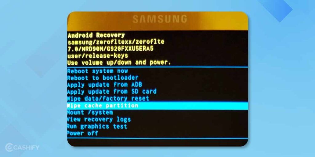 wipe cache partition using android recovery