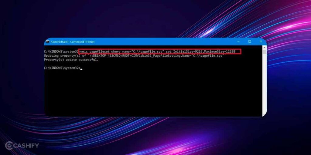 increase virtual memory using cmd