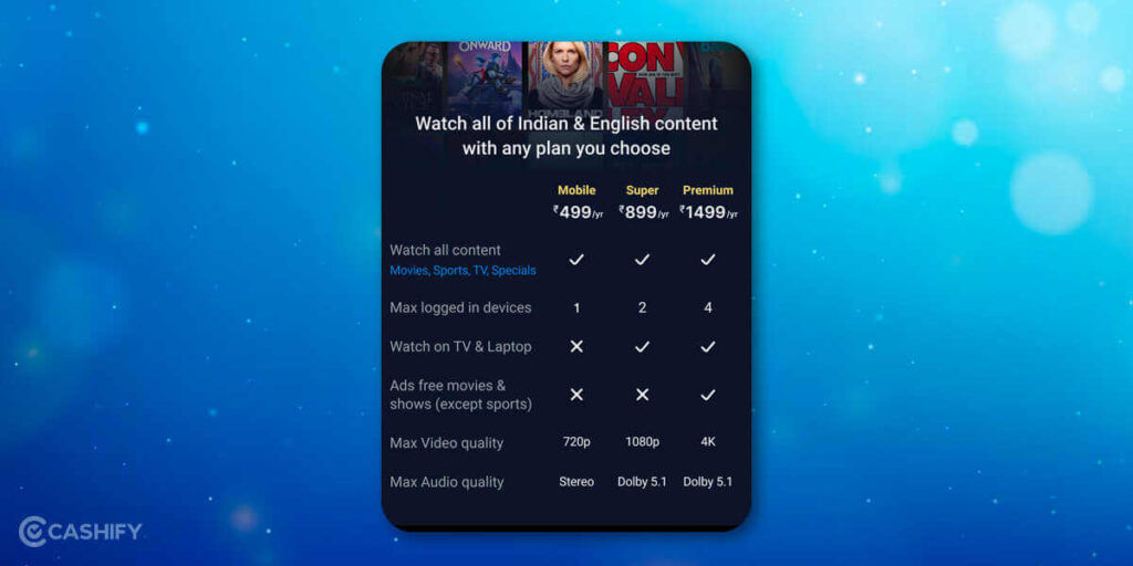 hotstar plans mobile