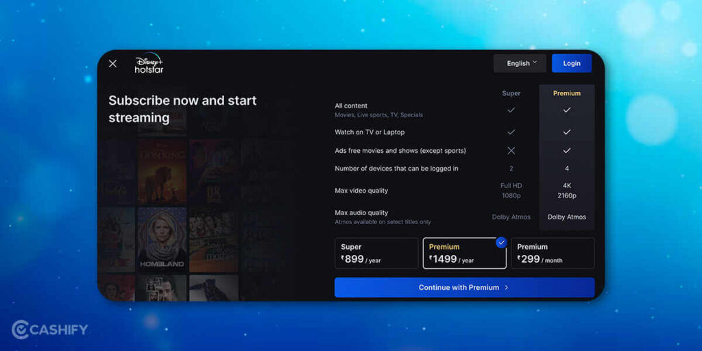 Disney + Hotstar Premium plan