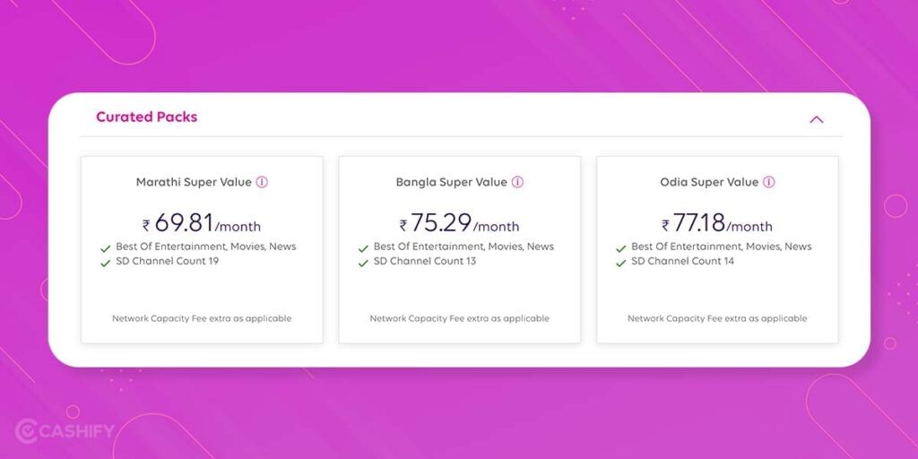 Tata sky curated pack