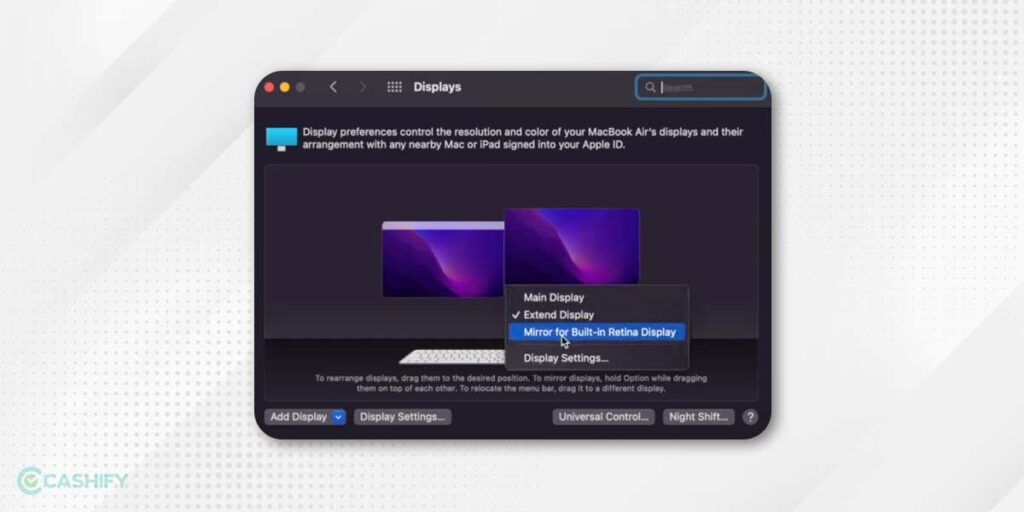 mirror display to projector on macOS