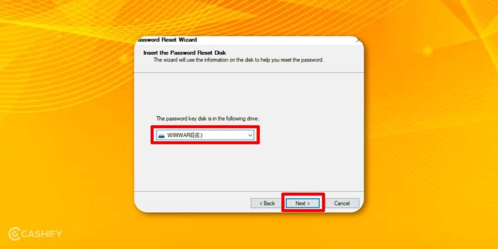Password reset wizard windows