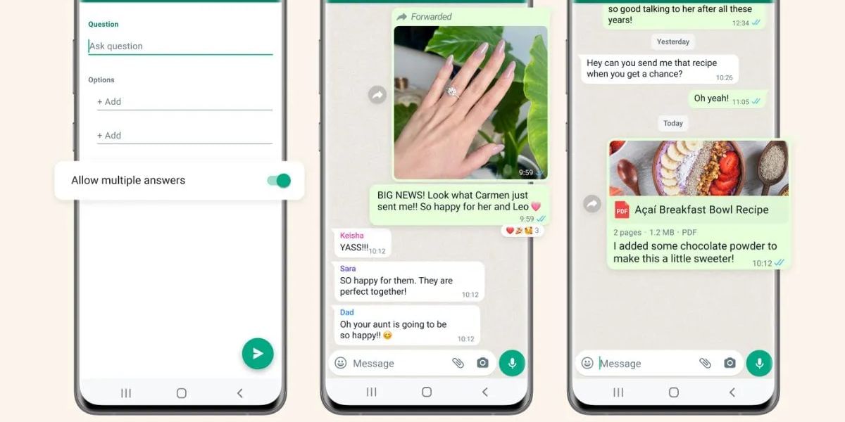 whatsapp polls and captions