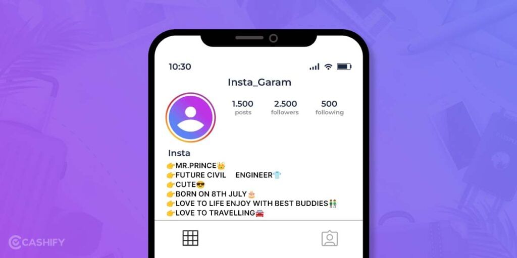 Travel Insta Bio for boys