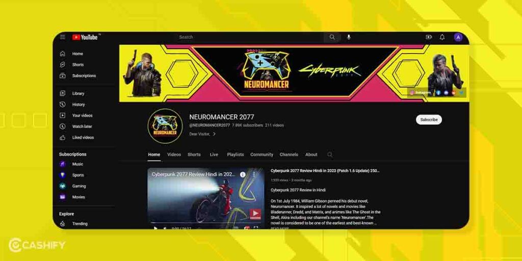 Neuromancer 2077 YouTube indian gaming industry