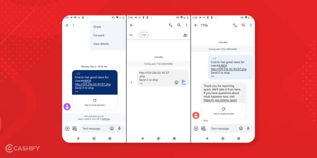 Report spam messages to your cellular provider