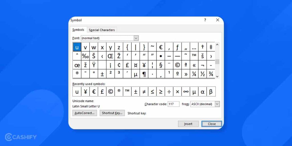 Add Symbols in MS Word