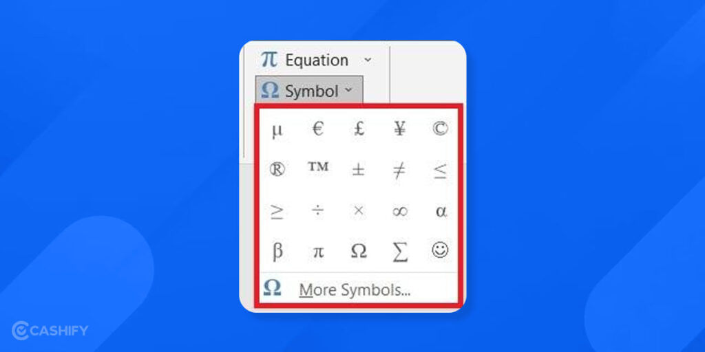 Symbols in MS Word