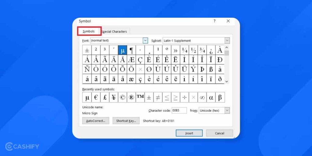 How to Add Symbols and special characters in MS Word