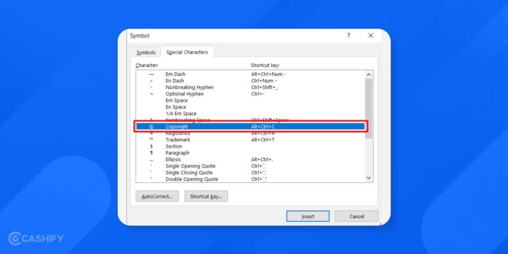 Assign Shortcut to Symbol
