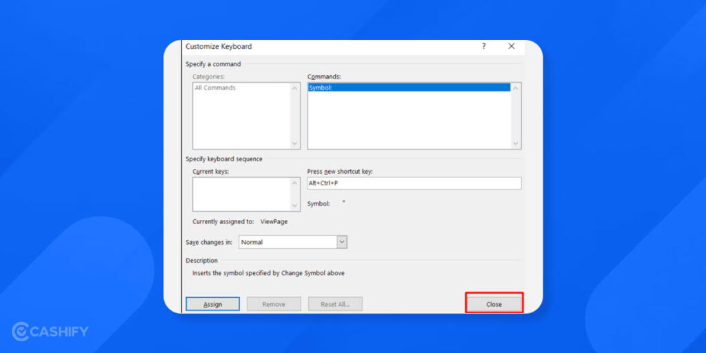 Set Shortcut for symbol