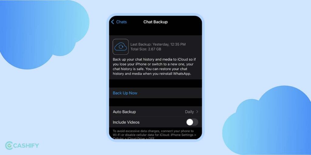 Disable Video Backup for Whatsapp