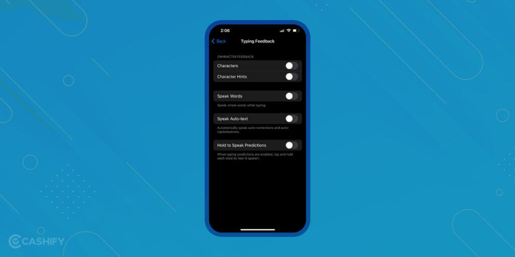 Typing Feedback iPhone