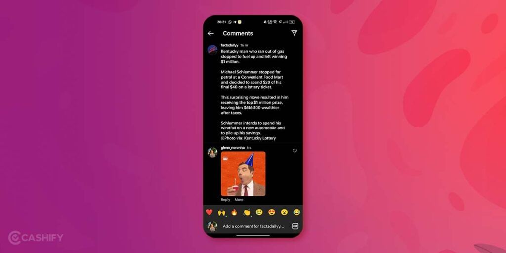 How to Comment On Instagram Posts using GIF -Step 2