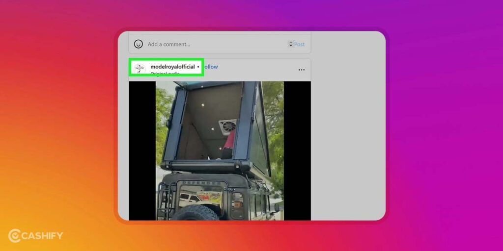 Via Web Browser - how to share Instagram Profile