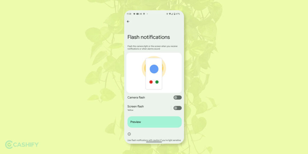 Notification Falsh - Android 14 features