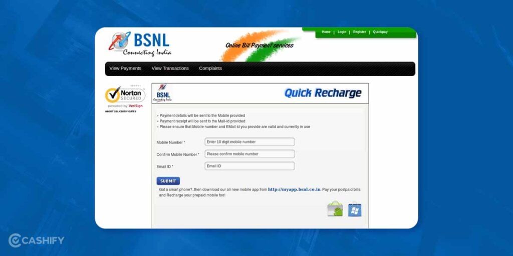 recharge through bsnl website