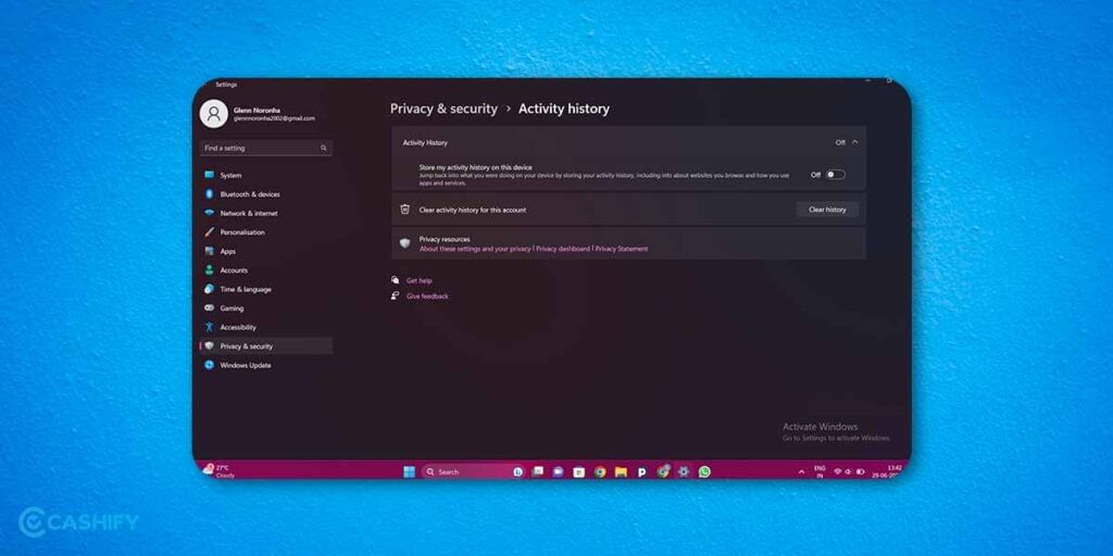 activity history