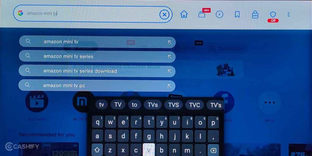 Go into the address bar and search for Amazon Mini TV using your remote.