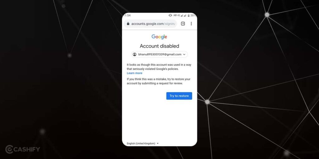 Gmail account disabled