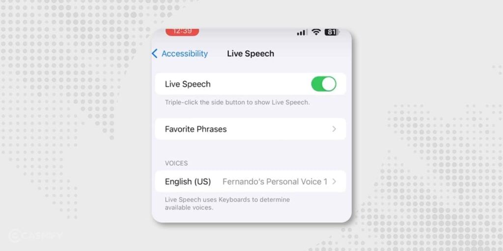 Live Speech Feature on iOS