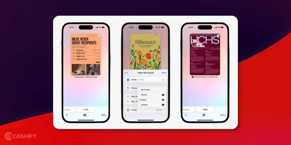 iOS 17 update work and personal group tabs