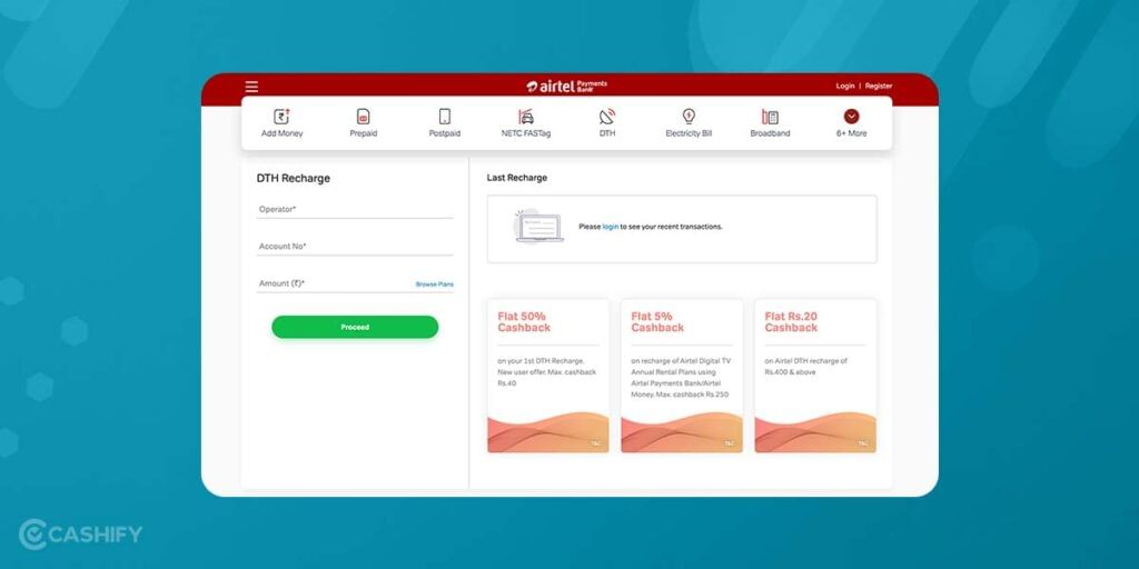 Airtel DTH online recharge