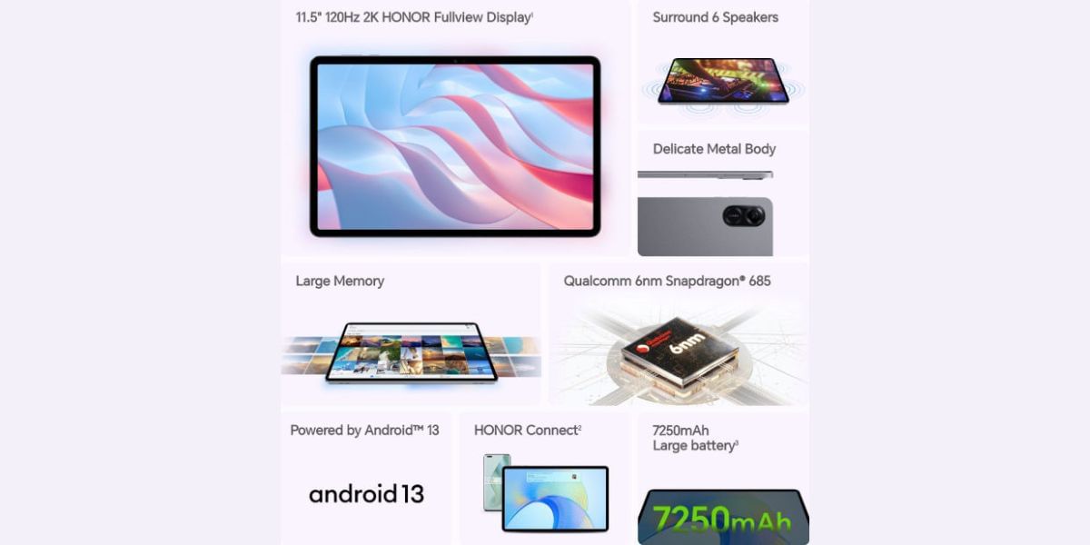 honor pad x9 specifications