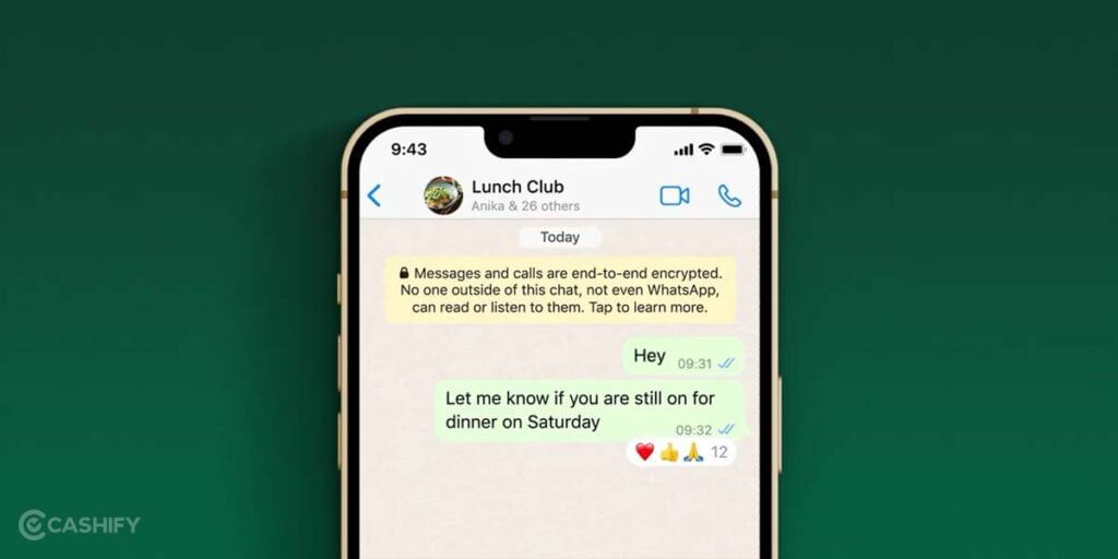 Whatsapp reaction feature