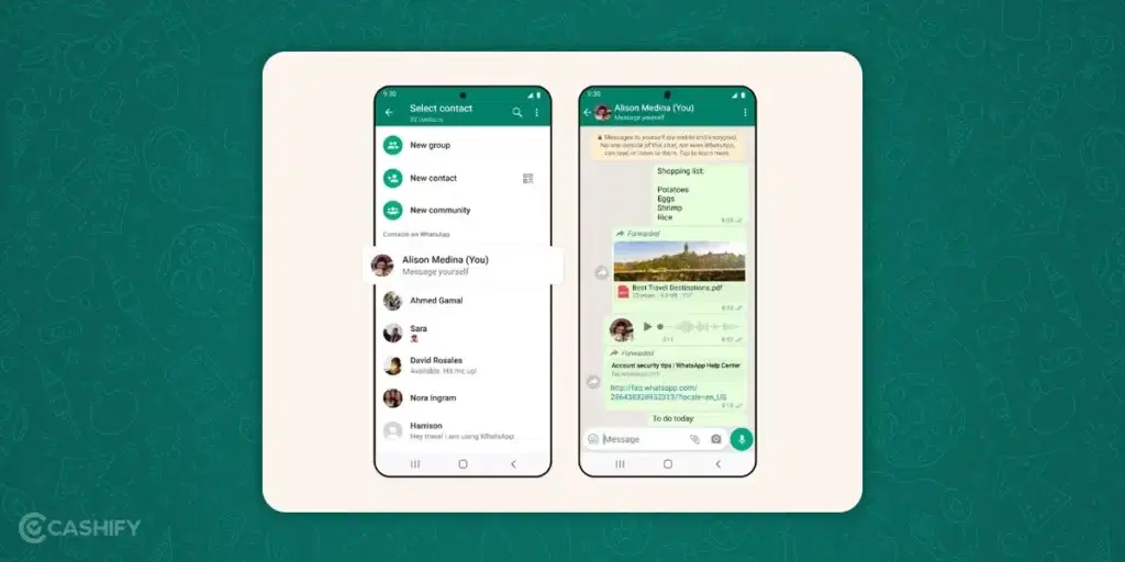 Message yourself: WhatsApp Messenger