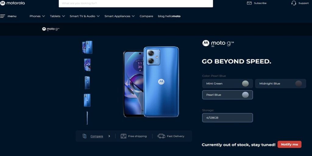 The Motorola Moto G54 has been officially listed on the company's website