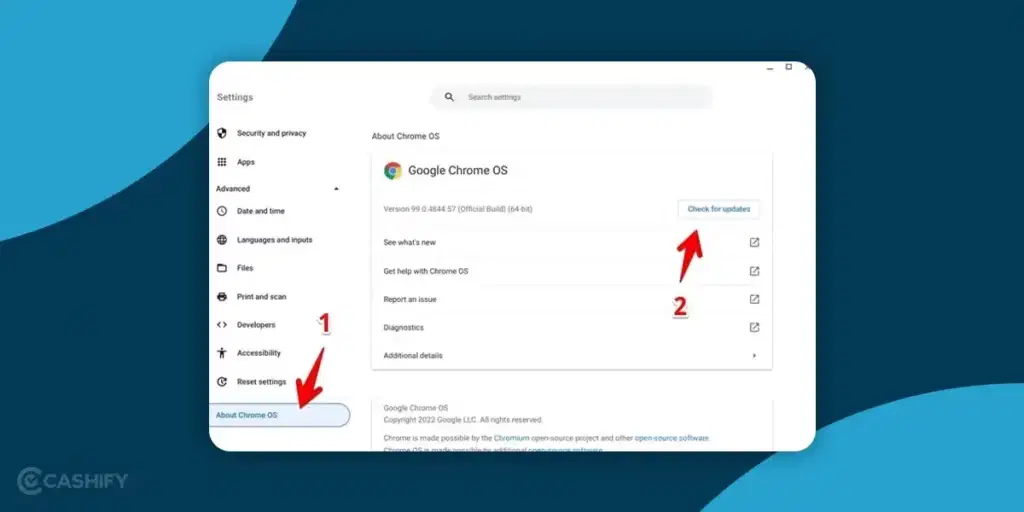 Update the Chromebook browser - Ways to Fix Chromebook Camera Not Working