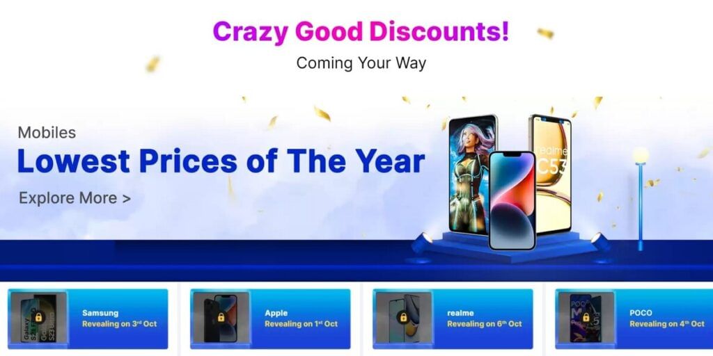 Big Billion Days Sale Page Live promises lowest prices on Smartphones
